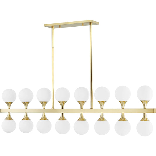 001 SI-2029180 | Primary Silo | Astoria 16 Light Island Light by Hudson Valley in aged brass. Made from steel in a modern style.