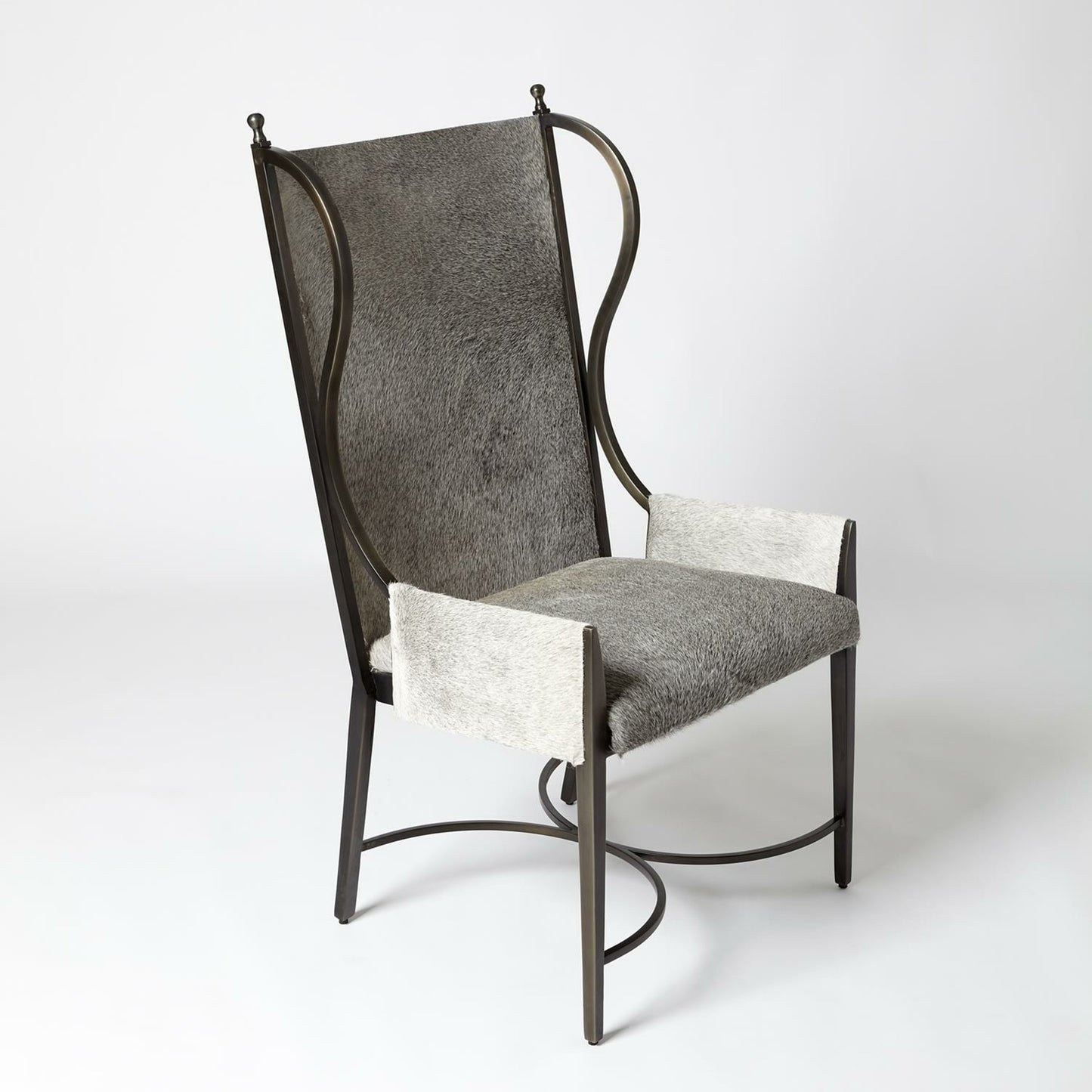 003 SR-892279 | Additional Silo | Iron Wing Chair with Grey Hair by Global Views. Made from iron in a modern style.