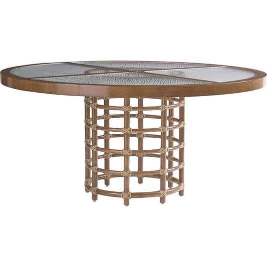 001 SI-2242627 | Primary Silo | Sandpiper Bay Outdoor Round Dining Table by Tommy Bahama Outdoor in natural. Made from unique in a rustic style.