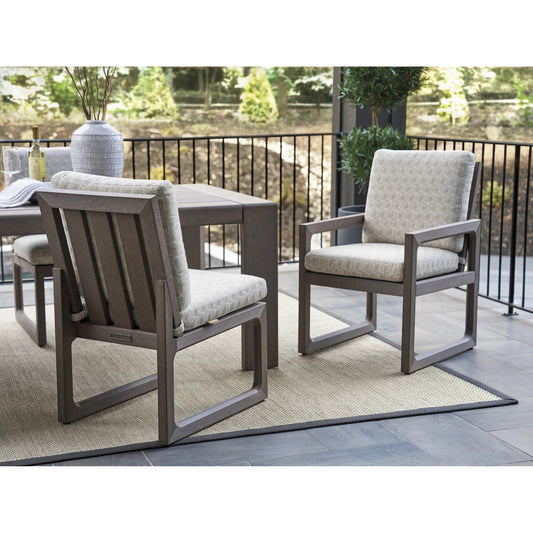 Mozambique Arm Dining Chair by Tommy Bahama Outdoor in taupe gray. Made from unique in a modern style.