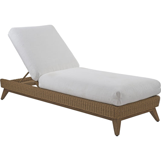 001 SI-2540653 | Primary Silo | Isle of Palms Chaise Lounge by Tommy Bahama Outdoor in white, ivory and brown. Made from teak, rattan, fabric in a unique style.