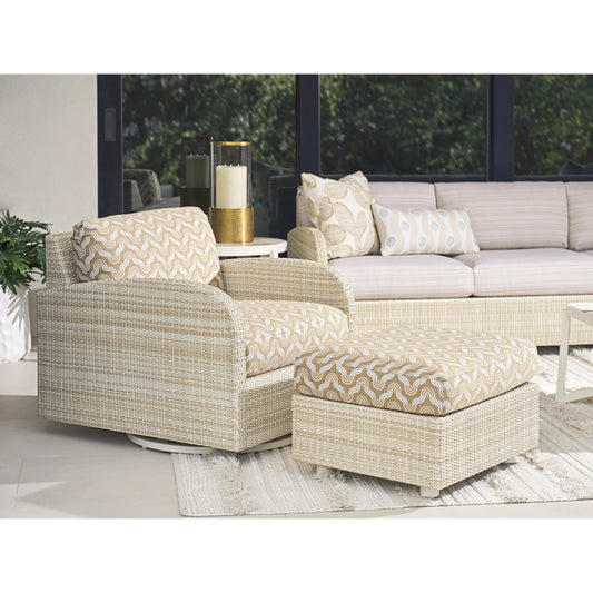 Sand Dune Lounge Chair by Tommy Bahama Outdoor in tan. Made from all-weather wicker in a unique style.