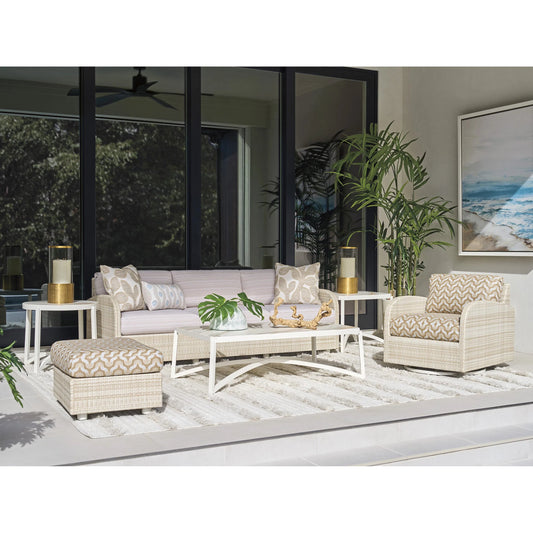 Sand Dune Rectangular Cocktail Table by Tommy Bahama Outdoor in white. Made from stone, aluminum in a unique style.