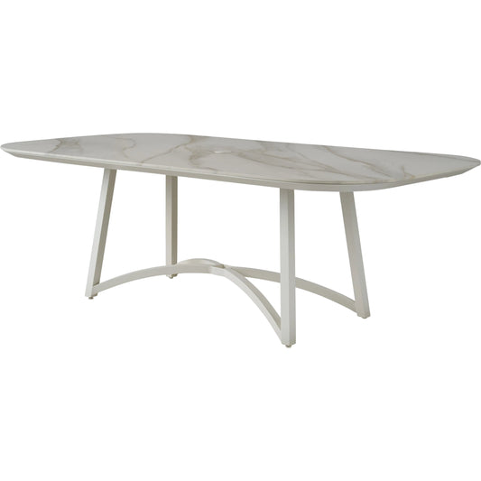 003 SI-2540670 | Primary Silo | Sand Dune Rectangular Dining Table by Tommy Bahama Outdoor in white. Made from stone, aluminum in a unique style.