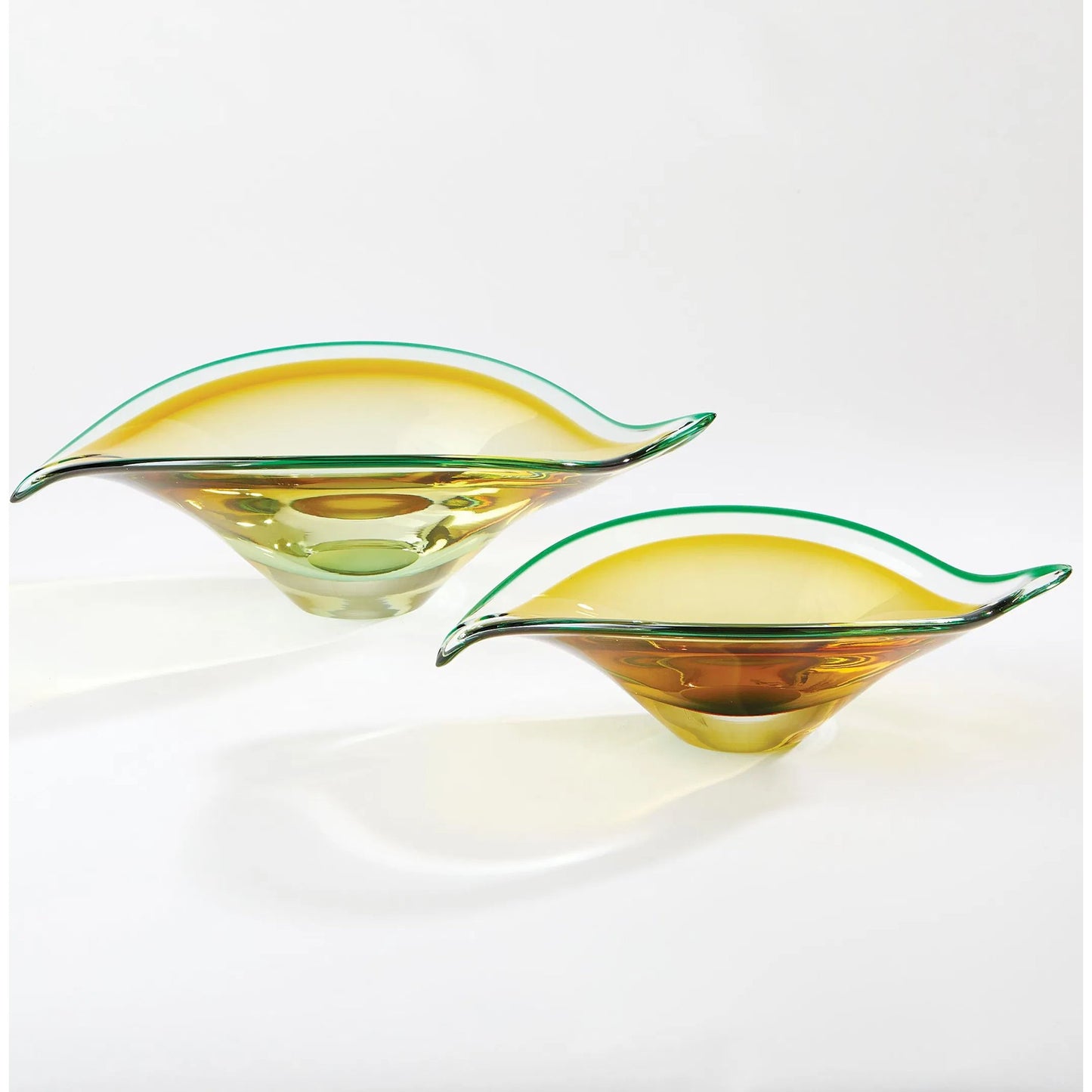 013 SI-2446304,SI-2446305 | Additional Silo | Bent Leaf Bowl by Global Views. Made from art glass in a unique style.