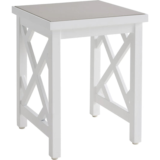 001 SI-2540689 | Primary Silo | Island Classic Accent Table by Tommy Bahama Outdoor in white. Made from quartz, aluminum, fabric in a unique style.