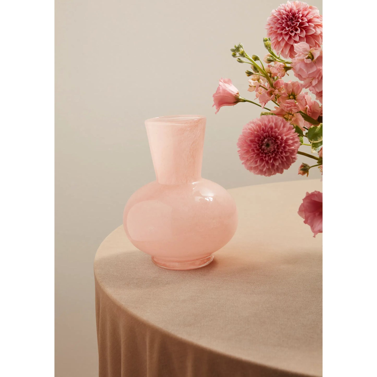 002 SI-2162684 | Lifestyle | Avonlea Vase by Accent Decor in light-pink. Made from glass in a modern style.