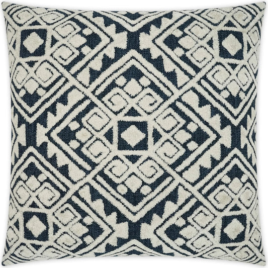 Dolce Pillow by DV Kap Home in blue. Made from 57% polyester 43% rayon in a traditional style.