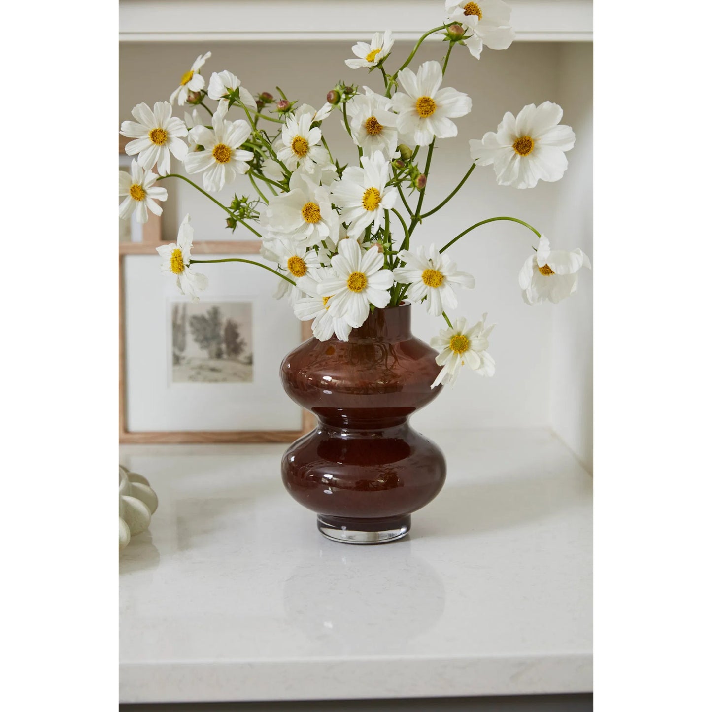 002 SI-2162704 | Lifestyle | Chloe Vase by Accent Decor in brown. Made from glass in a modern style.