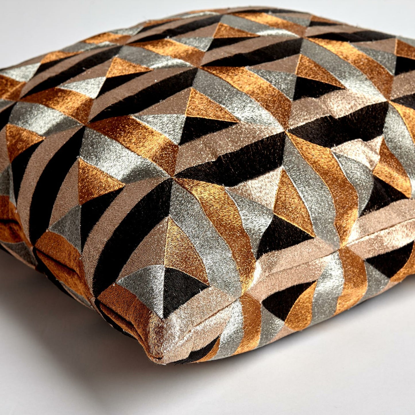 007 SR-893370 | Unknown | Triangle Marquetry Pillow by Global Views in natural. Made from cotton sheeting in a modern style.