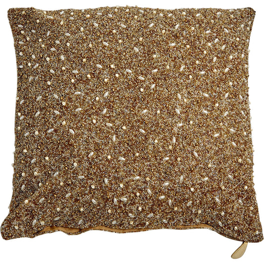 001 SR-892083 | Primary Silo | Golden Beaded Pillow by Global Views in gold. Made from surface: 100% polyester, lining: 100% cotton in a modern style.