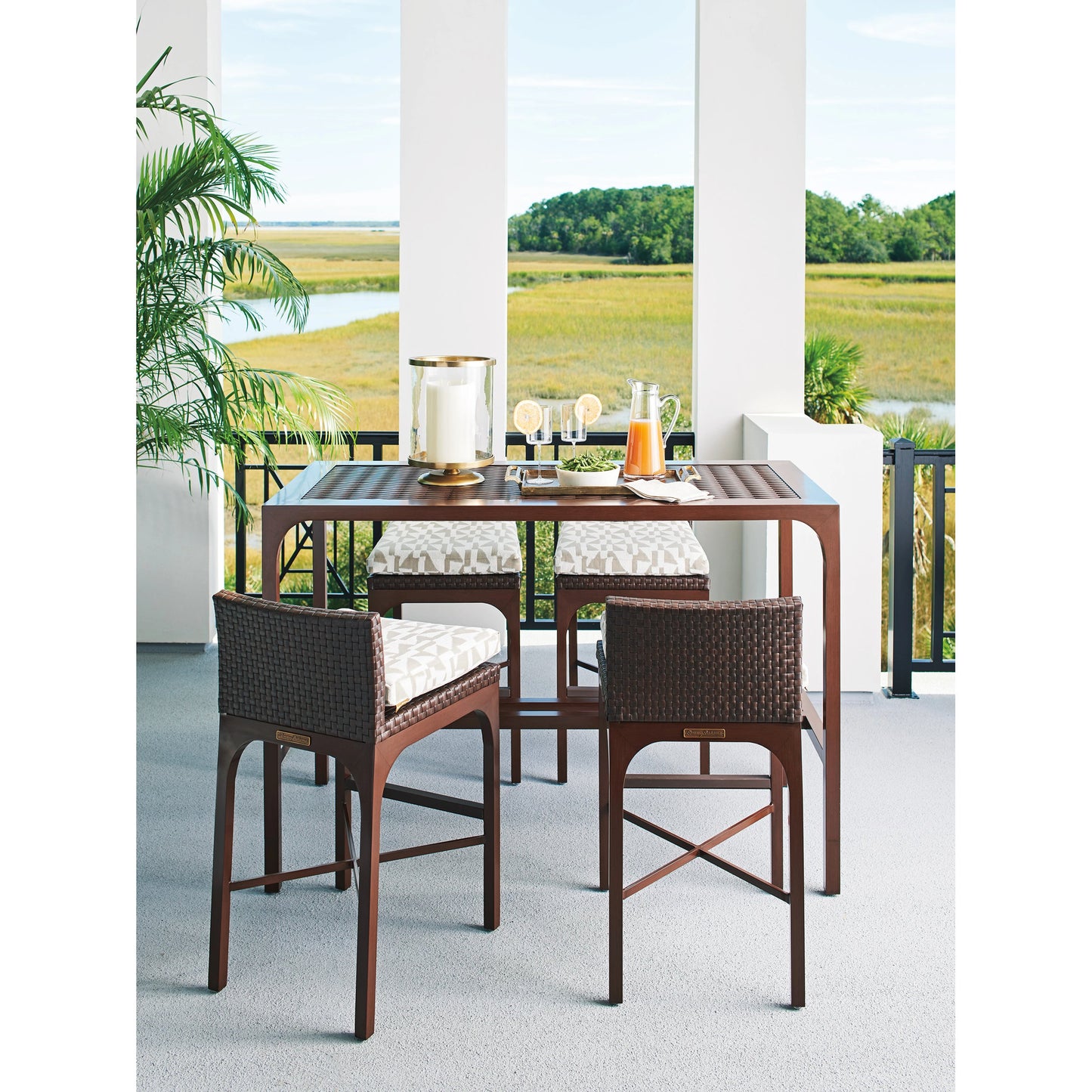 004 SI-1962919 | Lifestyle | Abaco Bar Stool by Tommy Bahama Outdoor in english walnut. Made from unique in a transitional style.