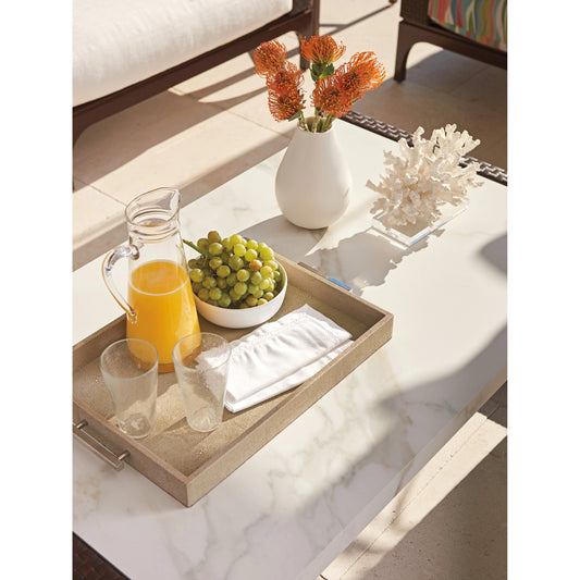 Abaco Rectangular Cocktail Table by Tommy Bahama Outdoor in brown, white, gray and english walnut. Made from unique in a modern style.
