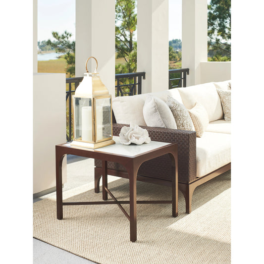 Abaco End Table by Tommy Bahama Outdoor in english walnut. Made from unique in a transitional style.