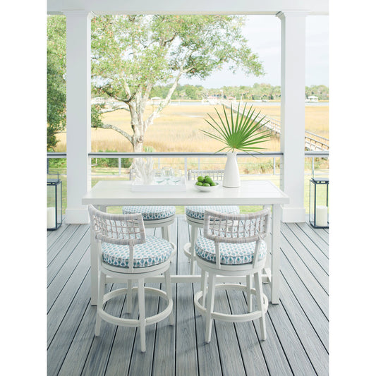 Seabrook Swivel Counter Stool by Tommy Bahama Outdoor in oyster white. Made from unique in a coastal style.