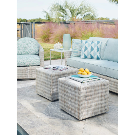 Seabrook Cube Ottoman by Tommy Bahama Outdoor in oyster white. Made from unique in a modern style.