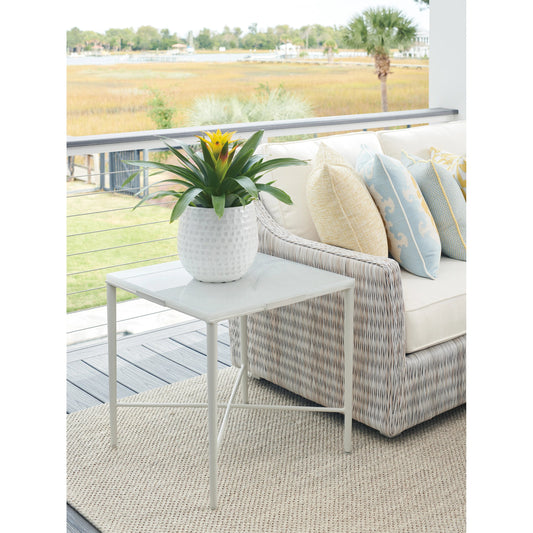 Seabrook End Table by Tommy Bahama Outdoor in oyster white. Made from unique in a modern style.