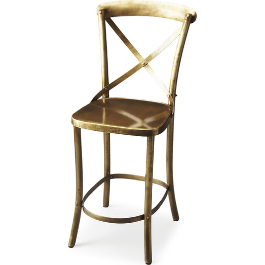 001 O-BUTLER-3432330 | Primary Silo | Bar Stool by Butler Specialty Company in gold and industrial chic. Made from iron in a modern style.