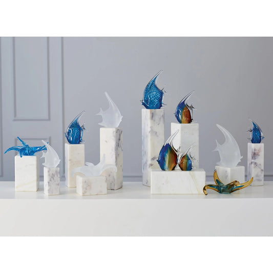 5" Marble Mini Pedestal/Riser by Global Views in natural. Made from white banswara marble in a modern style.