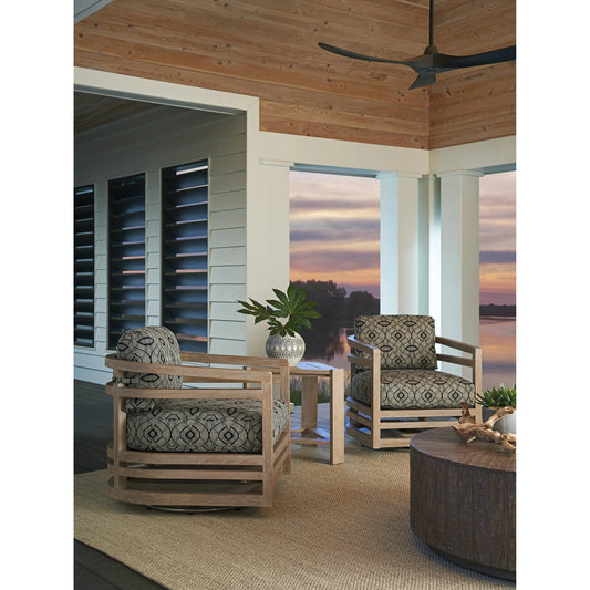 Stillwater Cove Pattern Swivel Lounge Chair by Tommy Bahama Outdoor in light taupe, ivory cerusing. Made from unique in a modern style.