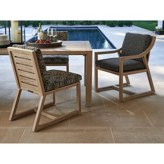 Stillwater Cove Pattern Dining Side Chair by Tommy Bahama Outdoor in light taupe, ivory cerusing. Made from unique in a modern style.