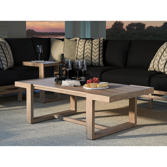 Stillwater Cove Rectangular Cocktail Table by Tommy Bahama Outdoor in light taupe, ivory cerusing. Made from unique in a modern style.