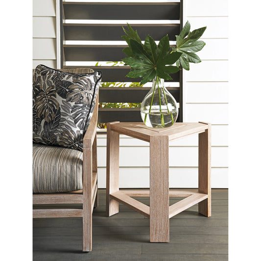 Stillwater Cove Triangular End Table by Tommy Bahama Outdoor in light taupe, ivory cerusing. Made from unique in a modern style.