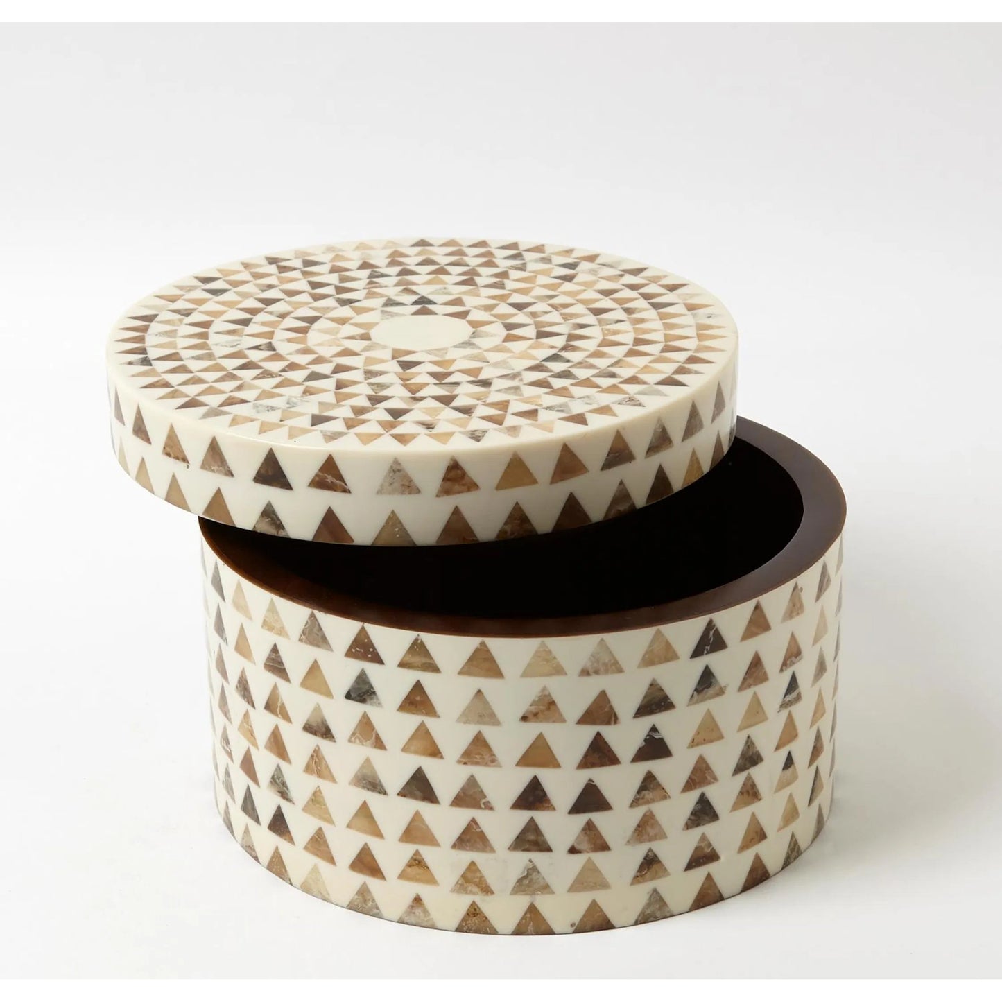 004 SR-702230,SR-702231 | Unknown | Triangle Round Stripe Box by Global Views. Made from mdf in a eclectic & global style.