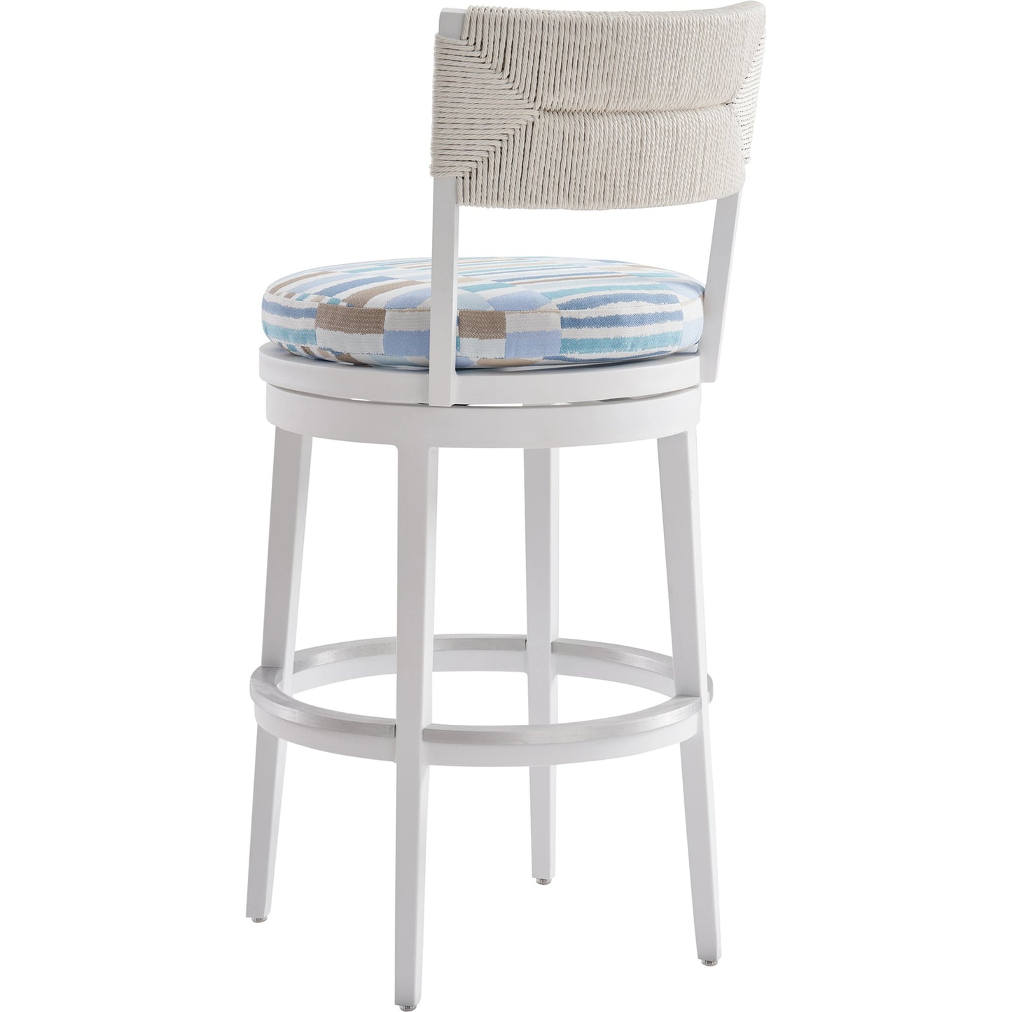 002 SI-2013318 | Additional Silo | Ocean Breeze Promenade Swivel Bar Stool by Tommy Bahama Outdoor in pearl white. Made from unique in a coastal style.