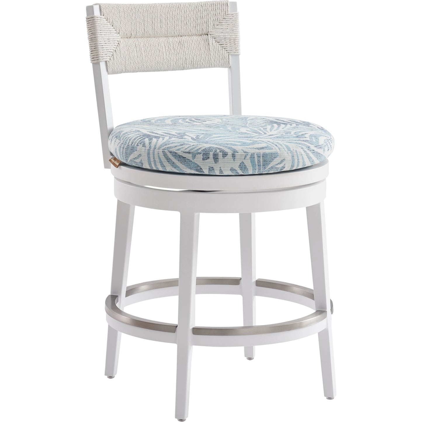 001 SI-2013319 | Additional Silo | Ocean Breeze Promenade Swivel Counter Stool by Tommy Bahama Outdoor in pearl white. Made from unique in a coastal style.