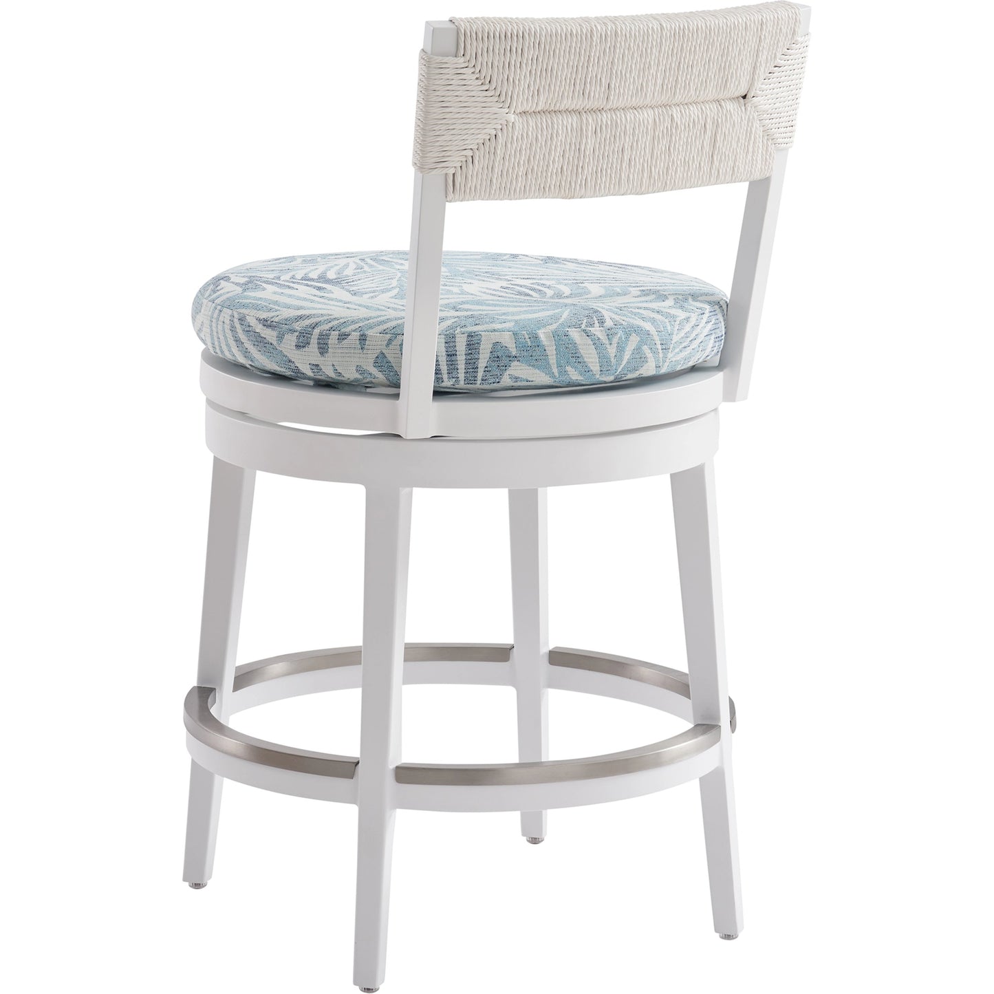 002 SI-2013319 | Additional Silo | Ocean Breeze Promenade Swivel Counter Stool by Tommy Bahama Outdoor in pearl white. Made from unique in a coastal style.