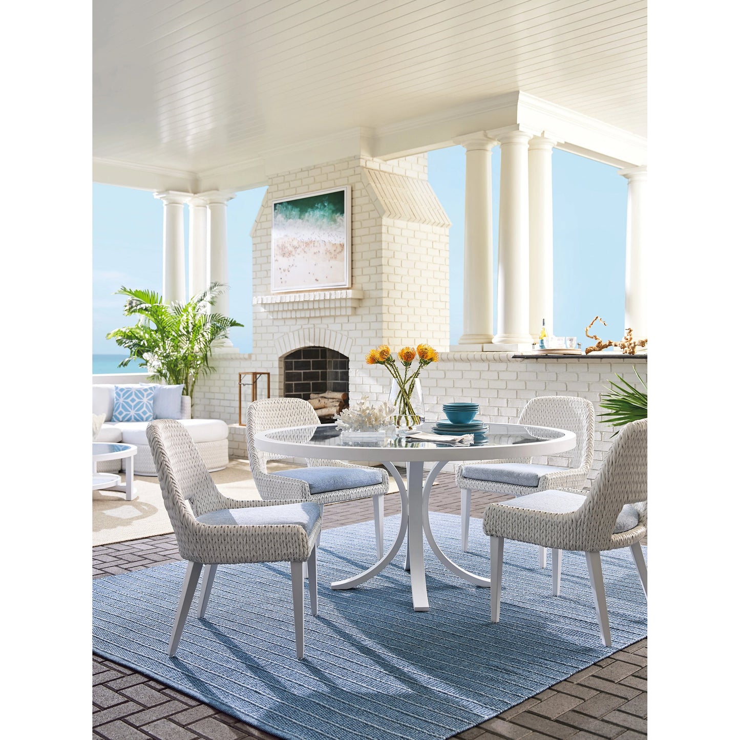 006 SI-2013320 | Lifestyle | Ocean Breeze Promenade Occasional Dining Chair by Tommy Bahama Outdoor in pearl white. Made from unique in a coastal style.