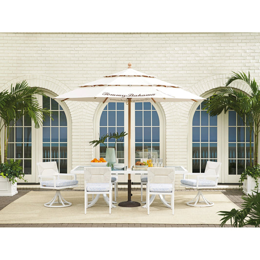 Ocean Breeze Promenade Rectangular Dining Table by Tommy Bahama Outdoor in white. Made from unique in a coastal style.