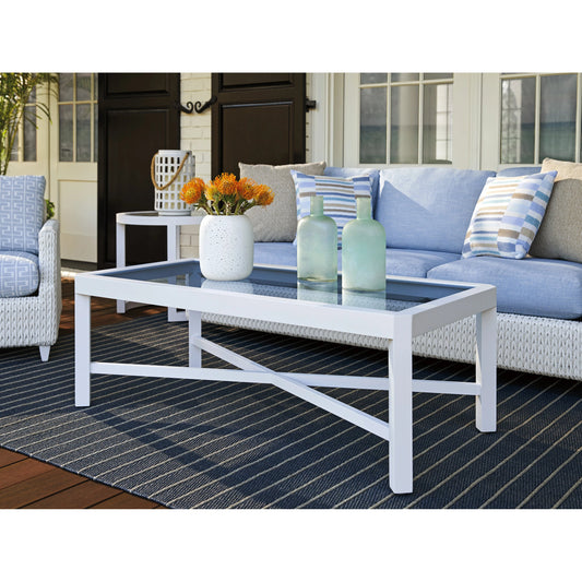 Ocean Breeze Promenade Rectangular Cocktail Table by Tommy Bahama Outdoor in white. Made from unique in a coastal style.