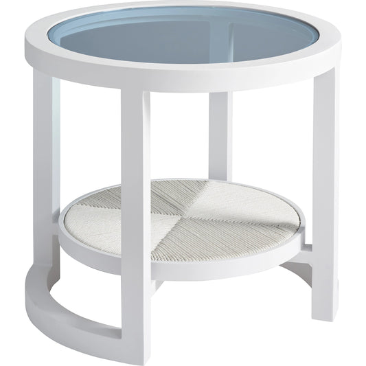 001 SI-2013334 | Primary Silo | Ocean Breeze Promenade Round End Table by Tommy Bahama Outdoor in white. Made from unique in a coastal style.