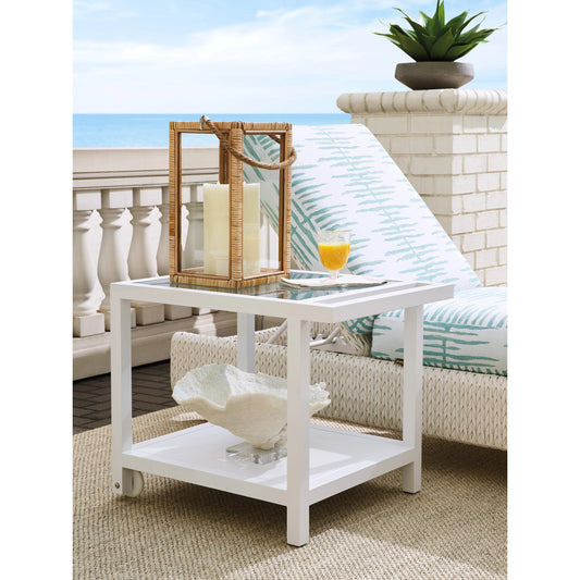 Ocean Breeze Promenade Serving End Table by Tommy Bahama Outdoor in white. Made from unique in a coastal style.