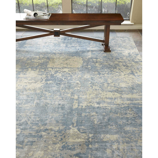 Koda 3461 Rug by Exquisite Rugs in blue, ivory. Made from bamboo silk in a unique style.