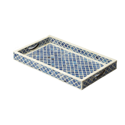Bone Inlay Serving Tray by Butler Specialty Company in blue and hors d'oeuvres. Made from wood, wood products, resin, bone inlay in a modern style.
