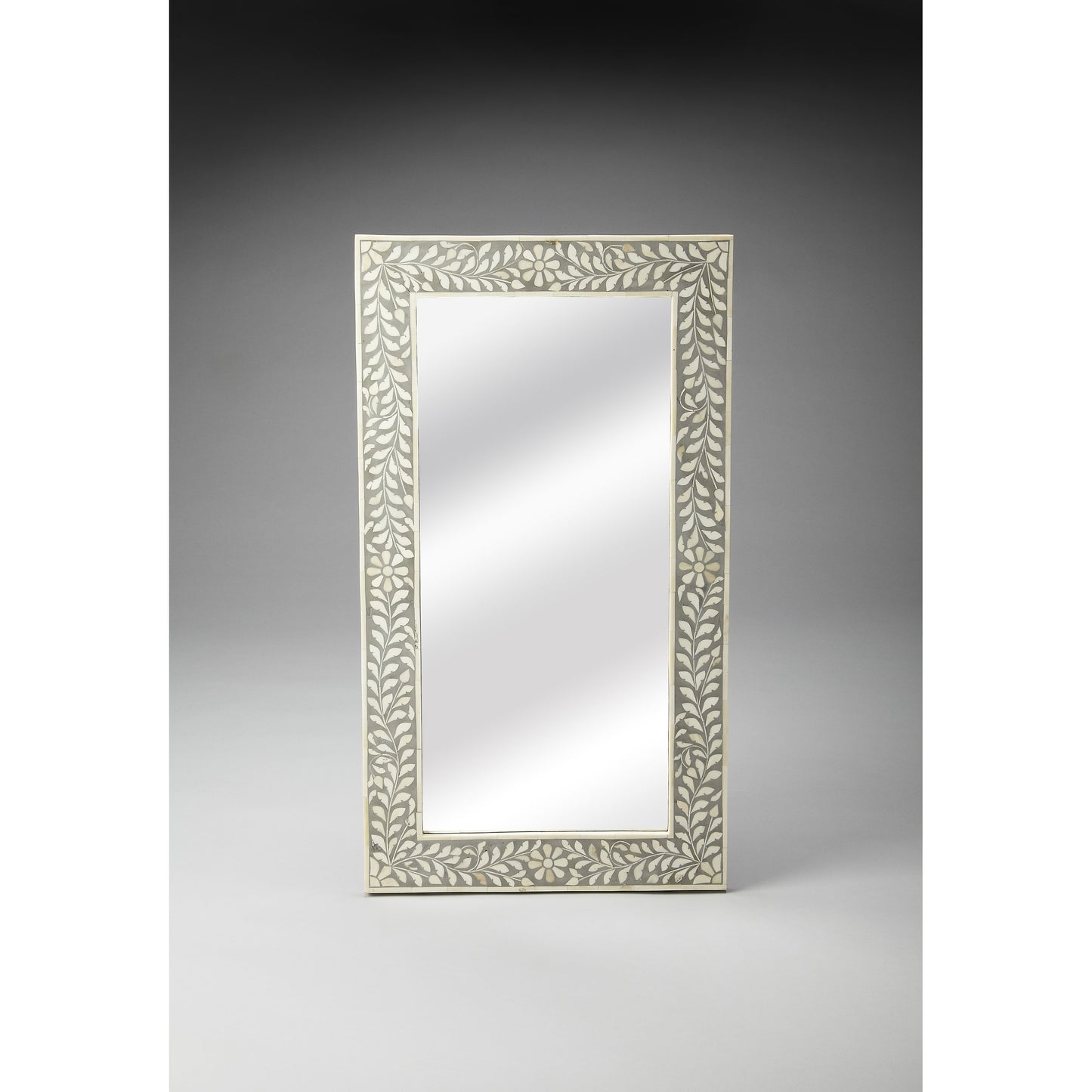 002 O-BUTLER-3479321 | Additional Silo | Vivienne Wall Mirror III by Butler Specialty Company in gray and gray bone inlay. Made from select wood solids, mdf, resin, bone inlay in a modern style.