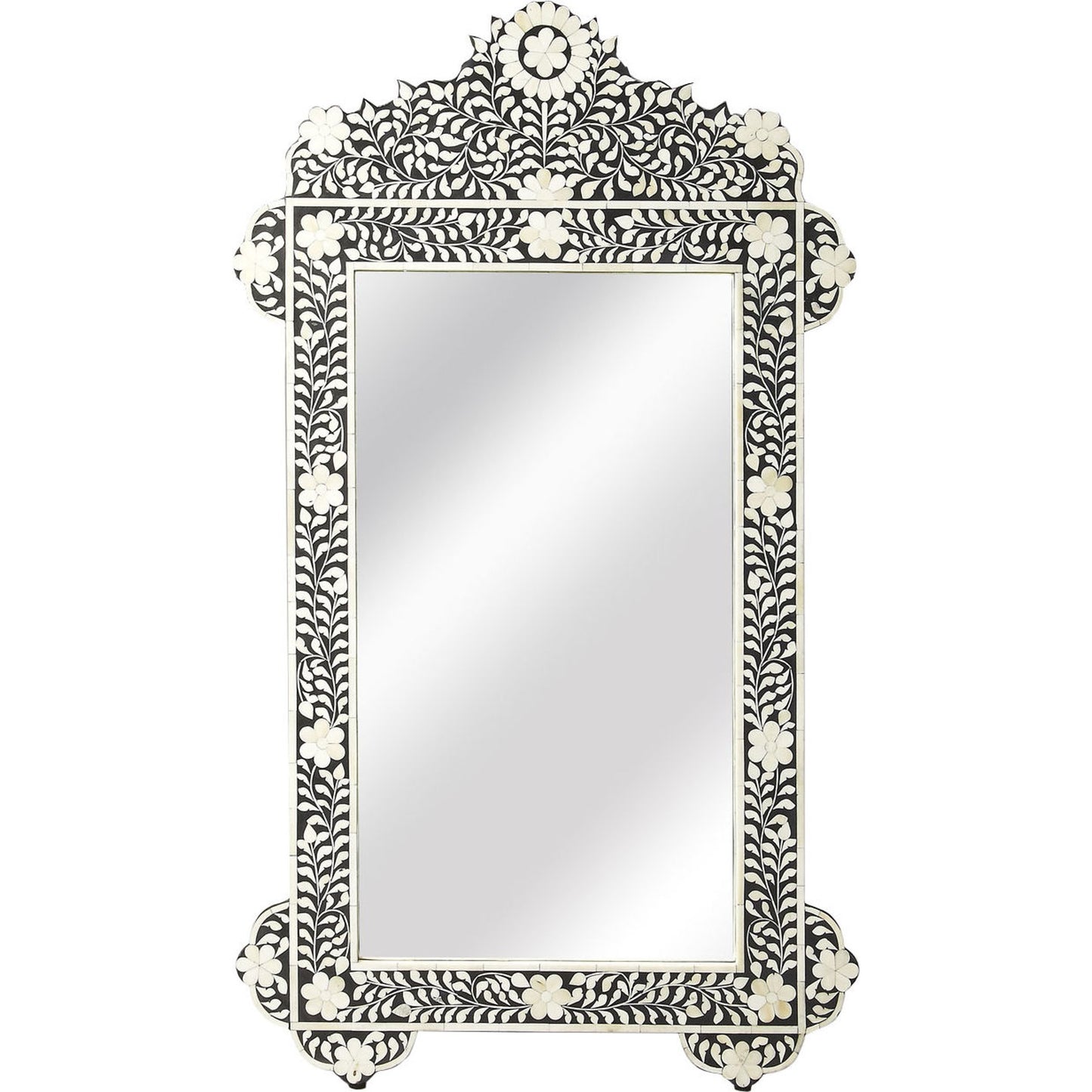 001 O-BUTLER-3481318 | Additional Silo | Vivienne Wall Mirror II by Butler Specialty Company in black and black bone inlay. Made from select wood solids, mdf, resin, bone inlay in a modern style.
