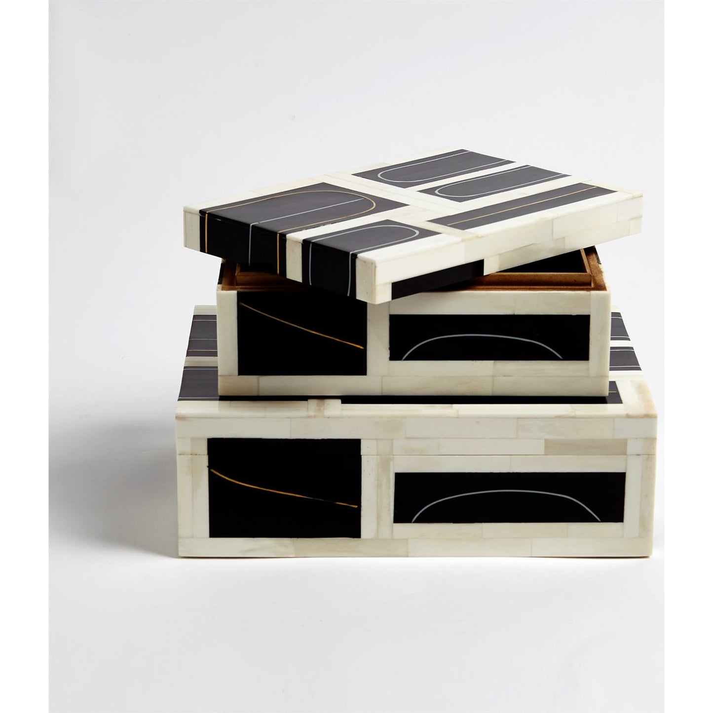 015 SR-827663,SR-827664 | Additional Silo | Brass Loop Box by Global Views. Made from mdf, brass, bone, resin in a modern style.