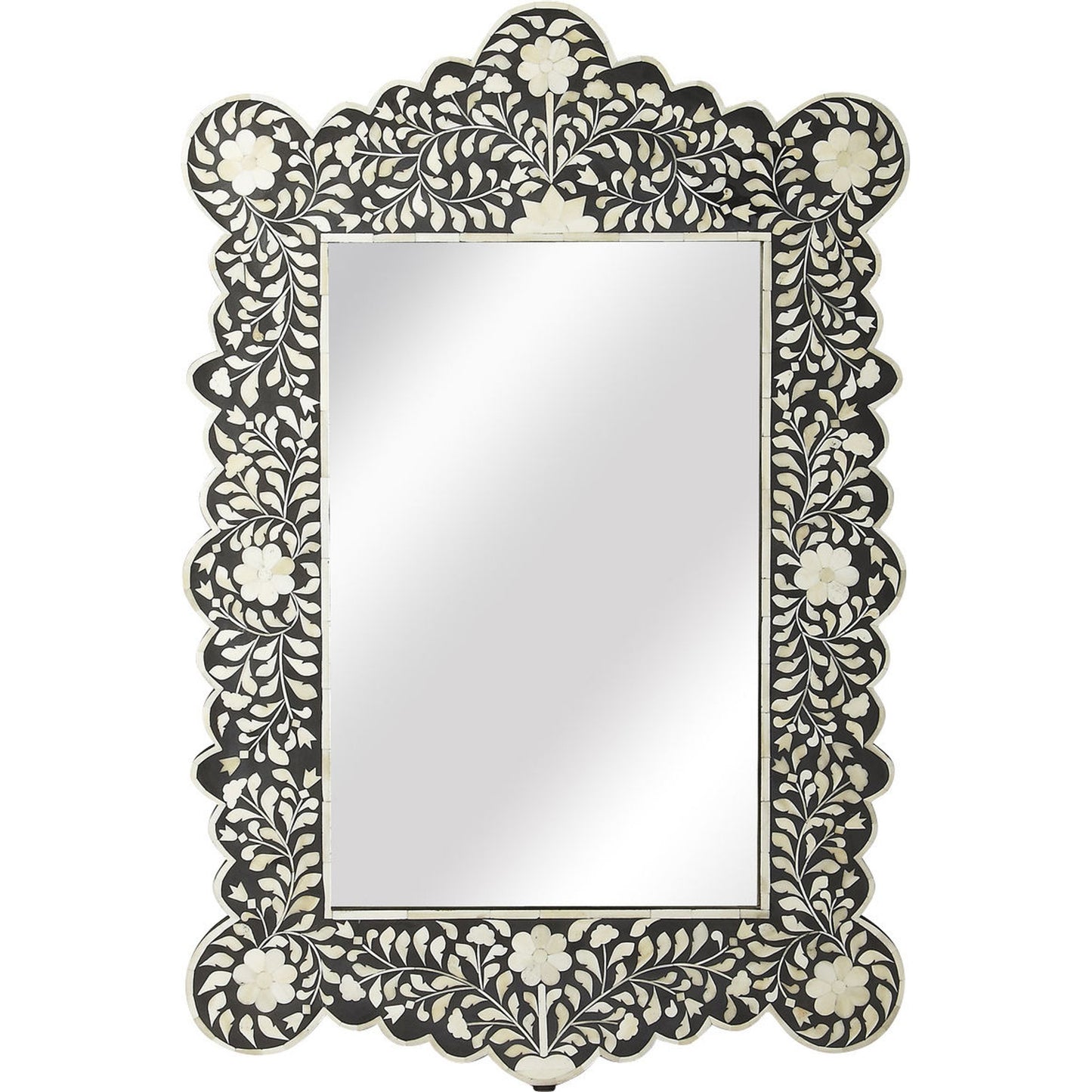 001 O-BUTLER-3482318 | Additional Silo | Vivienne Wall Mirror I by Butler Specialty Company in black and black bone inlay. Made from select wood solids, mdf, resin, bone inlay in a modern style.
