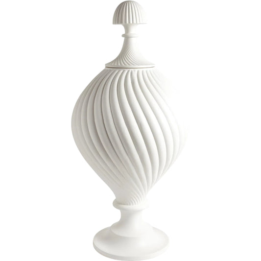 001 SR-827804 | Primary Silo | Grande Swirl Jar by Global Views in matte white. Made from earthenware in a transitional style.