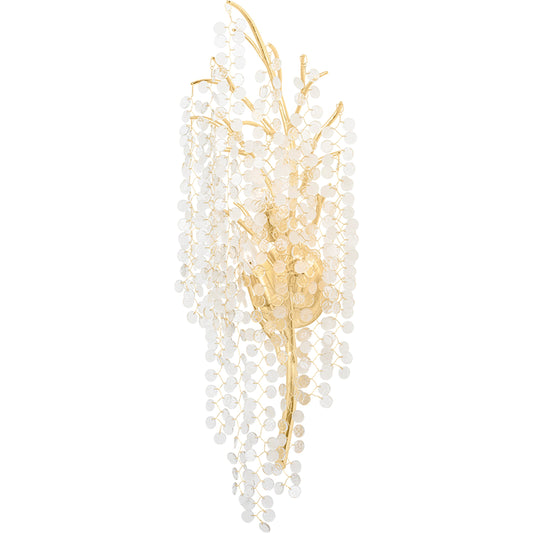 Genoa 3 Light Sconce by Corbett in gold leaf. Made from steel in a modern style.