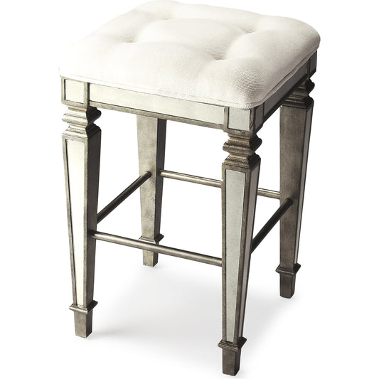 Celeste Mirrored Bar Stool by Butler Specialty Company in silver and mirror. Made from poplar solids, mdf, urethane foam cotton in a modern style.