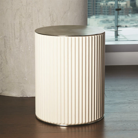 Camille Side Table by Global Views. Made from aluminum, leather in a transitional style.
