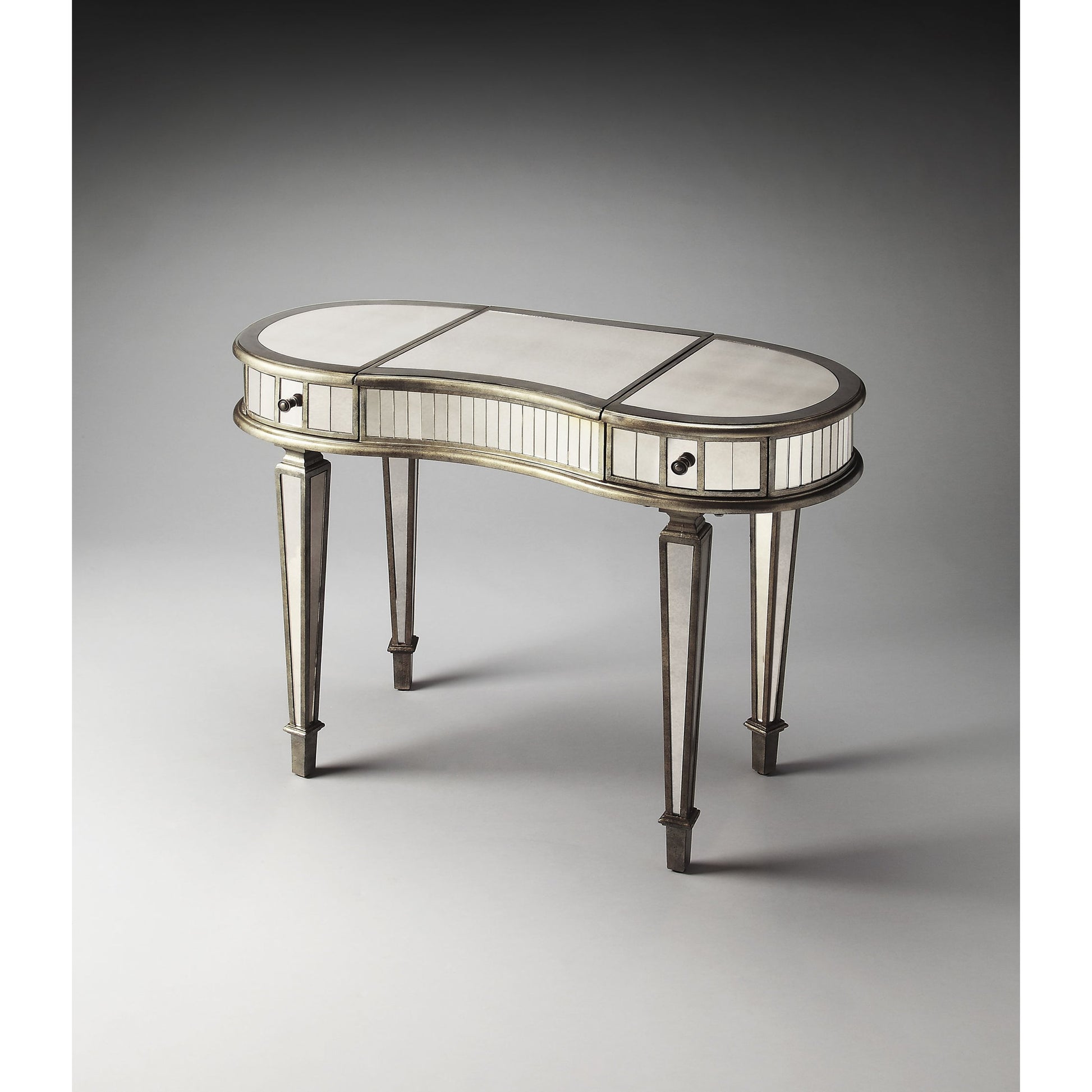 Constance Mirrored Vanity by Butler Specialty Company in silver and mirror. Made from poplar solids, mdf in a transitional style.