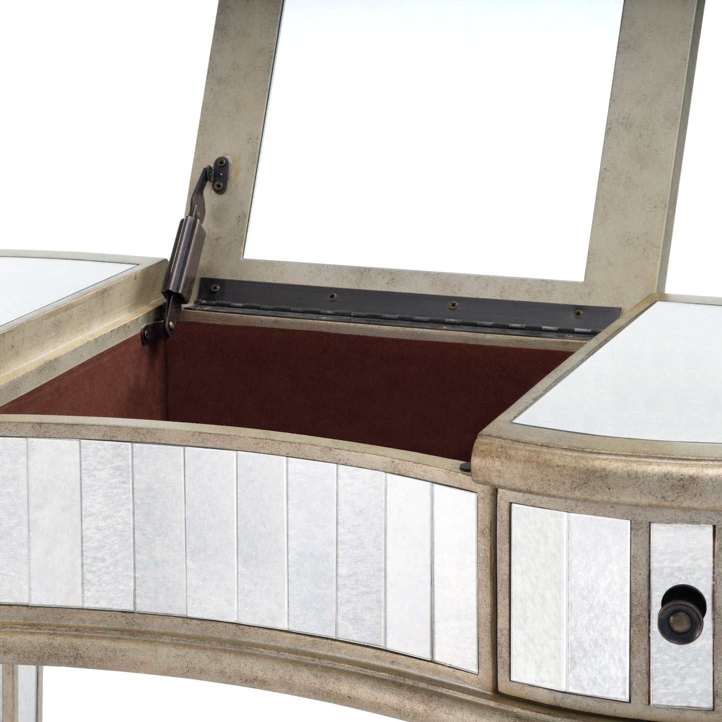 011 O-BUTLER-3506146 | Additional Silo | Constance Mirrored Vanity by Butler Specialty Company in silver and mirror. Made from poplar solids, mdf in a transitional style.