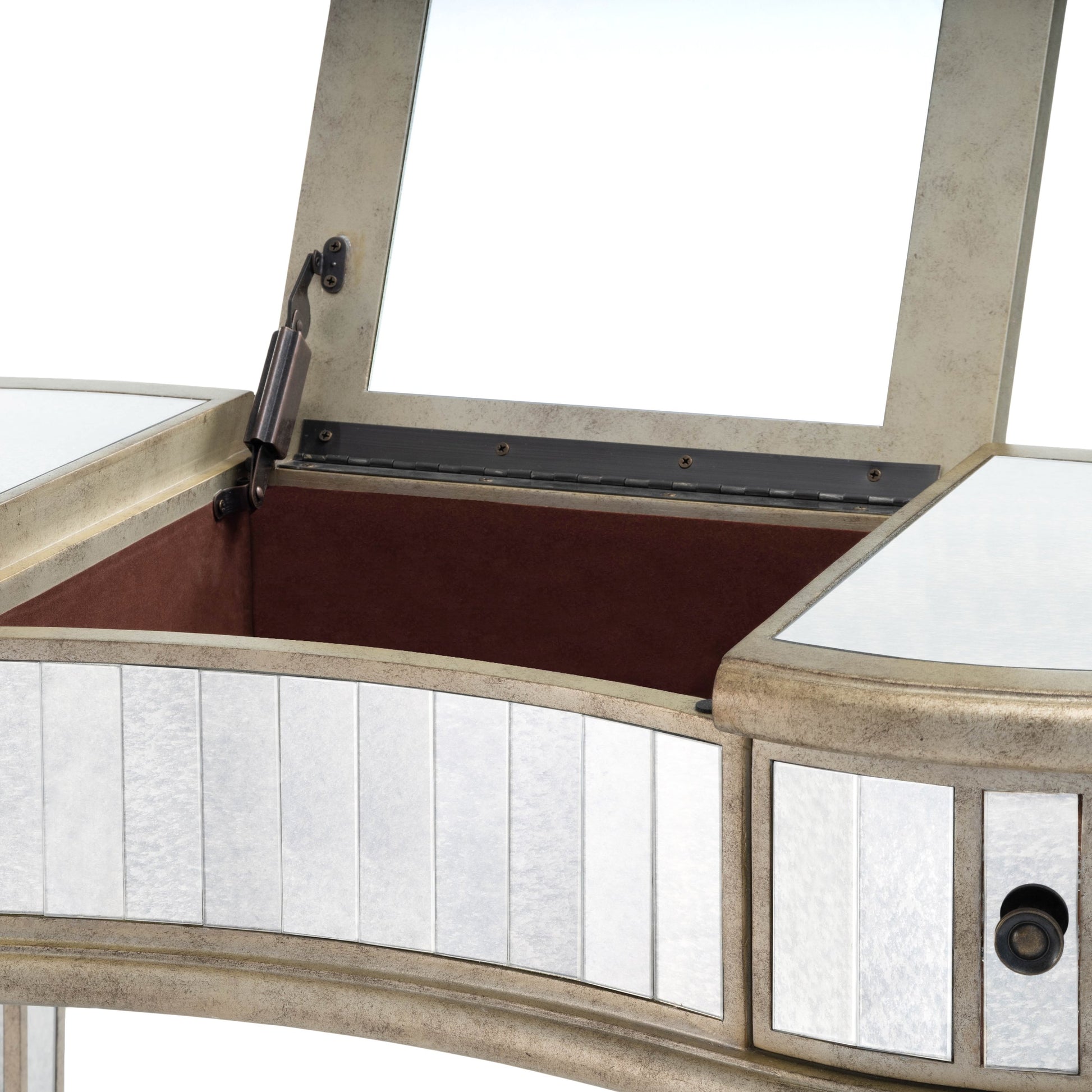 Constance Mirrored Vanity by Butler Specialty Company in silver and mirror. Made from poplar solids, mdf in a transitional style.