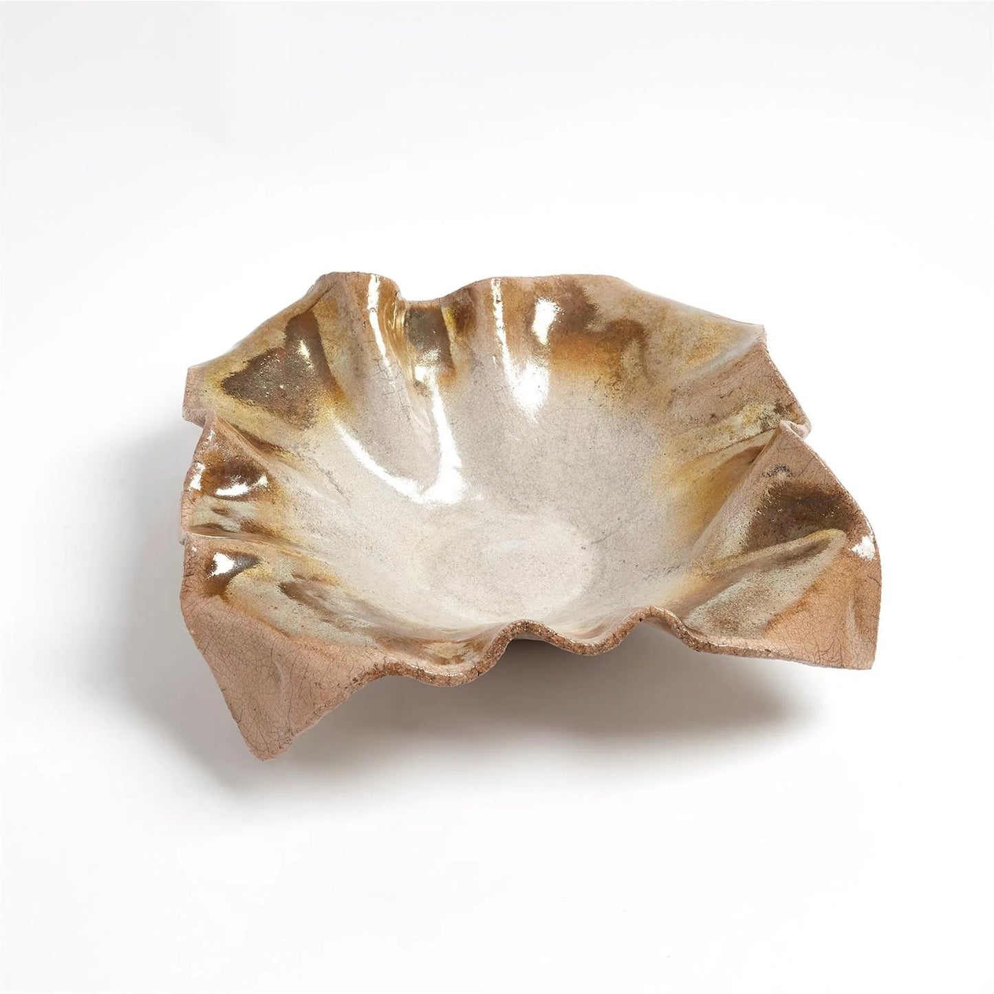 008 SR-827752 | Unknown | Folded Ripple Bowl by Global Views in raku. Made from ceramic in a eclectic & global style.